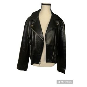 Wilfred Aritzia Vegan Leather Jacket Collared Black Size Small Moto Motorcycle